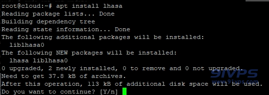 安装lhasa，等待安装完成：apt-get install lhasa