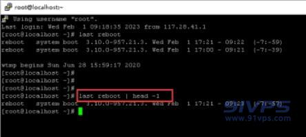 查看最后一次系统启动的时间可以输入last reboot | head -1进行查看