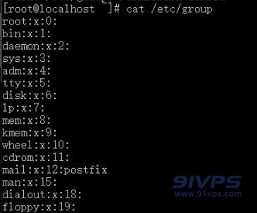 用户组列表文件：/etc/group
