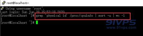 输入grep 'physical id' /proc/cpuinfo | sort -u | wc -l查看CPU的个数