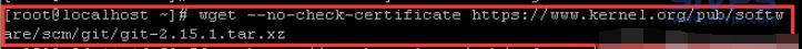 输入wget --no-check-certificate https://www.kernel.org/pub/software/scm/git/git-2.15.1.tar.xz按回车键