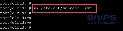 输入该命令按回车键：vi /etc/apt/sources.list