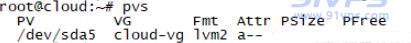 用pvs命令输出格式化的物理卷信息报表