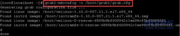 grub2-mkconfig -o /boot/grub2/grub.cfg，输入该命令按回车键。