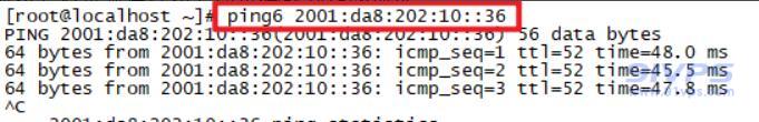 通过ping6 命令测试IPv6地址网络连通性