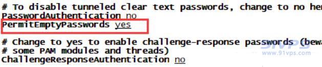 將#PermitEmptyPasswords no 改為 PermitRootLogin yes后保存退出